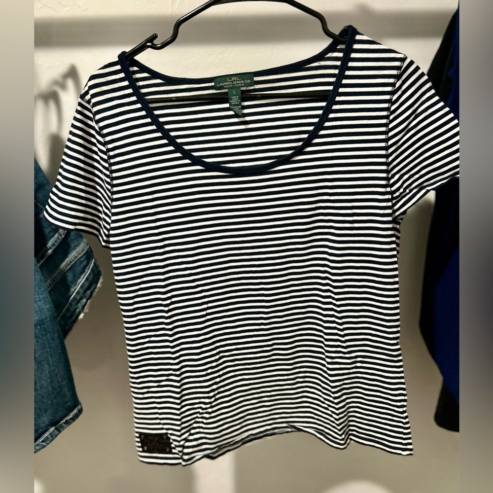 Ralph Lauren Navy and White Striped Tee